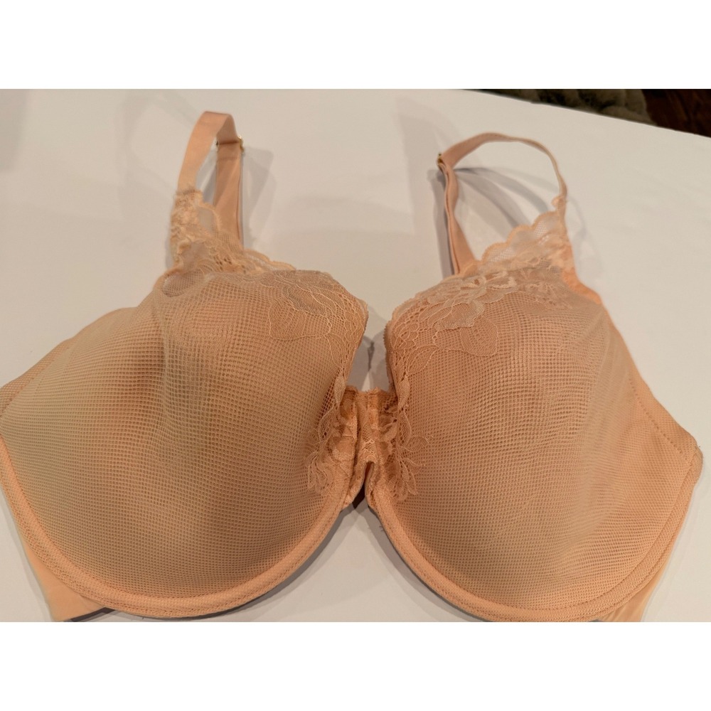 Natori Flora Underwire Bra Peach Nectar Floral Lace Mesh 36G 741258